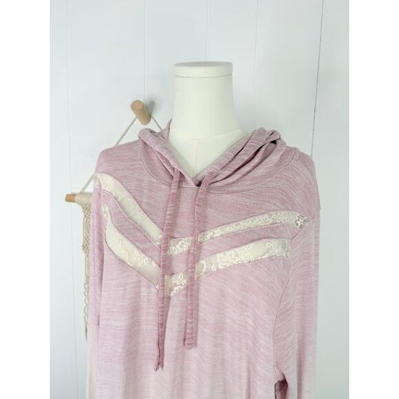 Torrid Plush Lace Inset Hoodie Pink Ombre Mauve Plus Size 3X Pullover - Picture 5 of 12